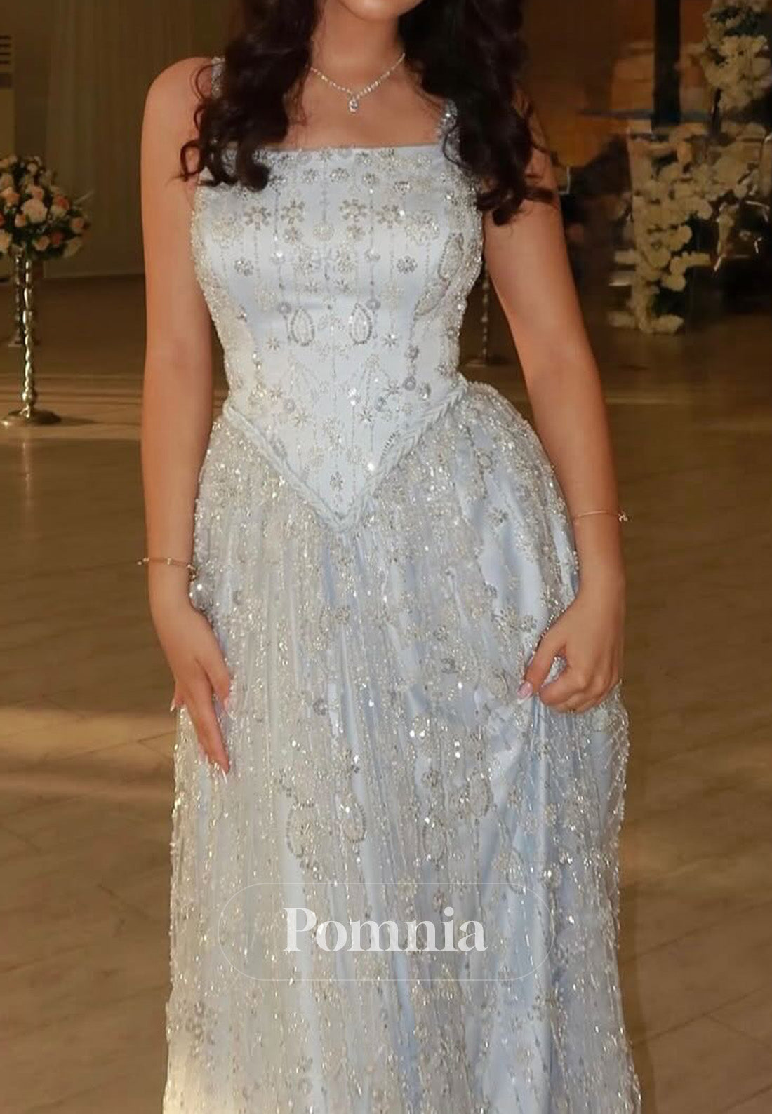 Charming A-Line Sleeveless Strapless Sequins Prom Dress