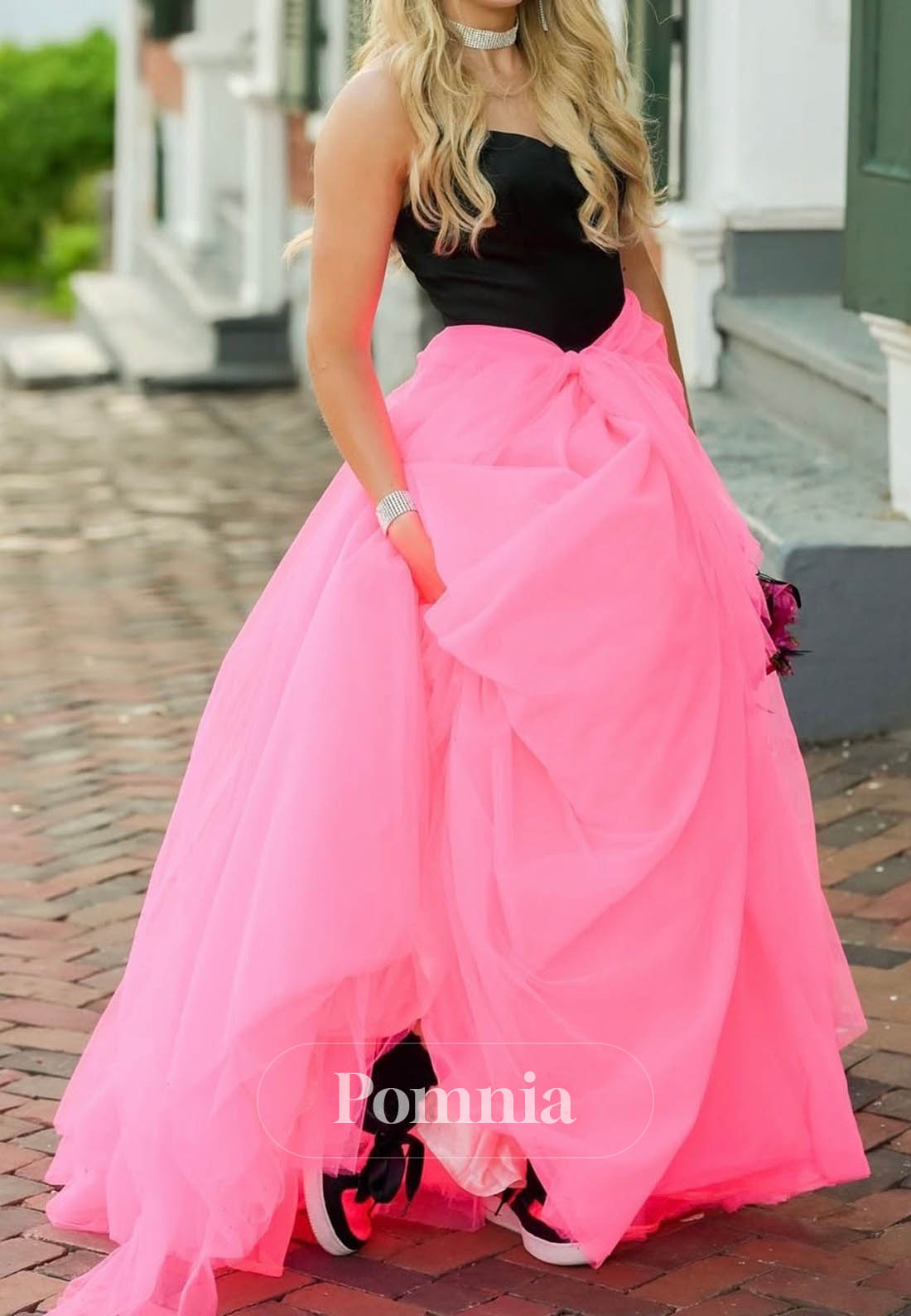 A-Line Sleeveless Strapless Empire-Waist Prom Dress