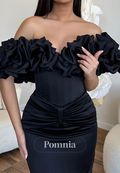 Simple Sleeveless Off-Shoulder Corset Satin Prom Dress