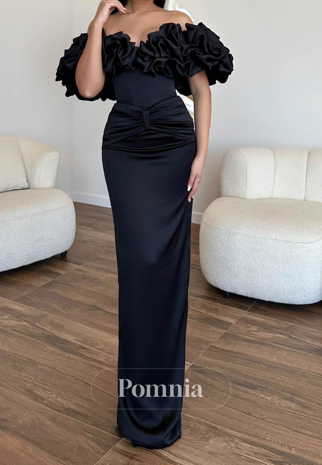 Simple Sleeveless Off-Shoulder Corset Satin Prom Dress