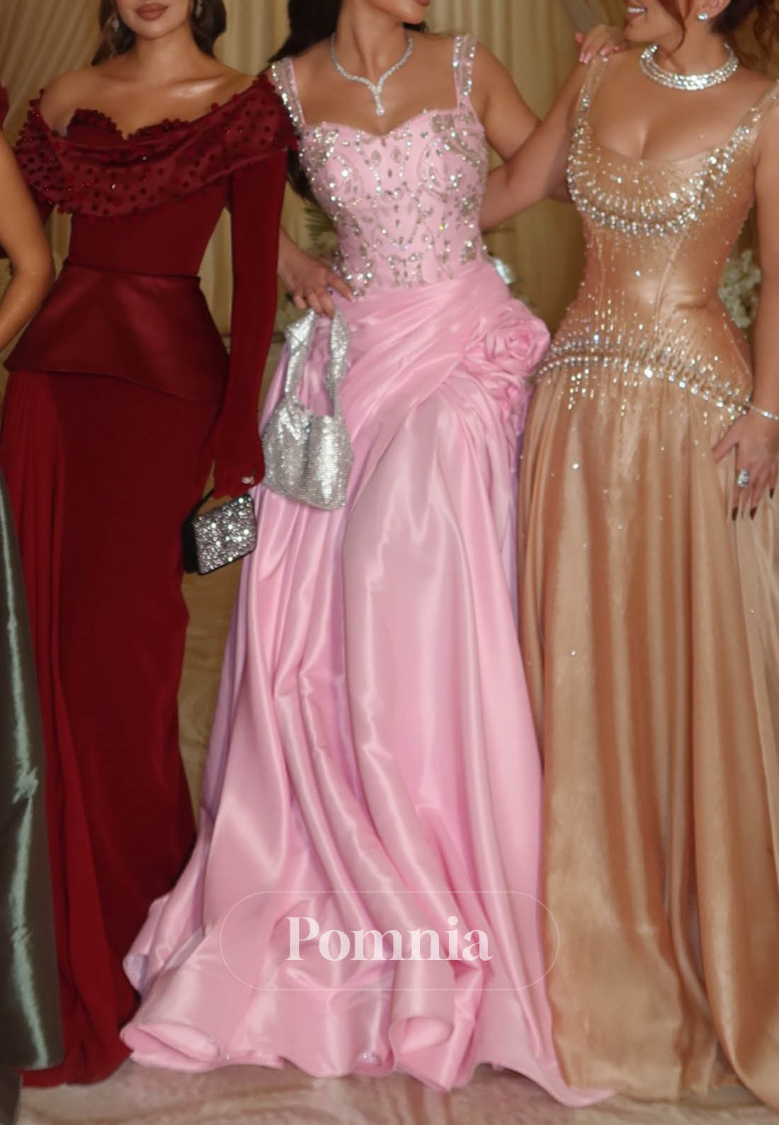 Blushing Pink Spaghetti Straps A-Line Prom Dress