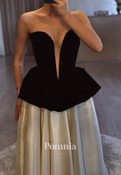 Charming A-Line Sleeveless Strapless Corset Prom Dress