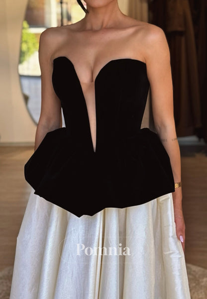 Charming A-Line Sleeveless Strapless Corset Prom Dress