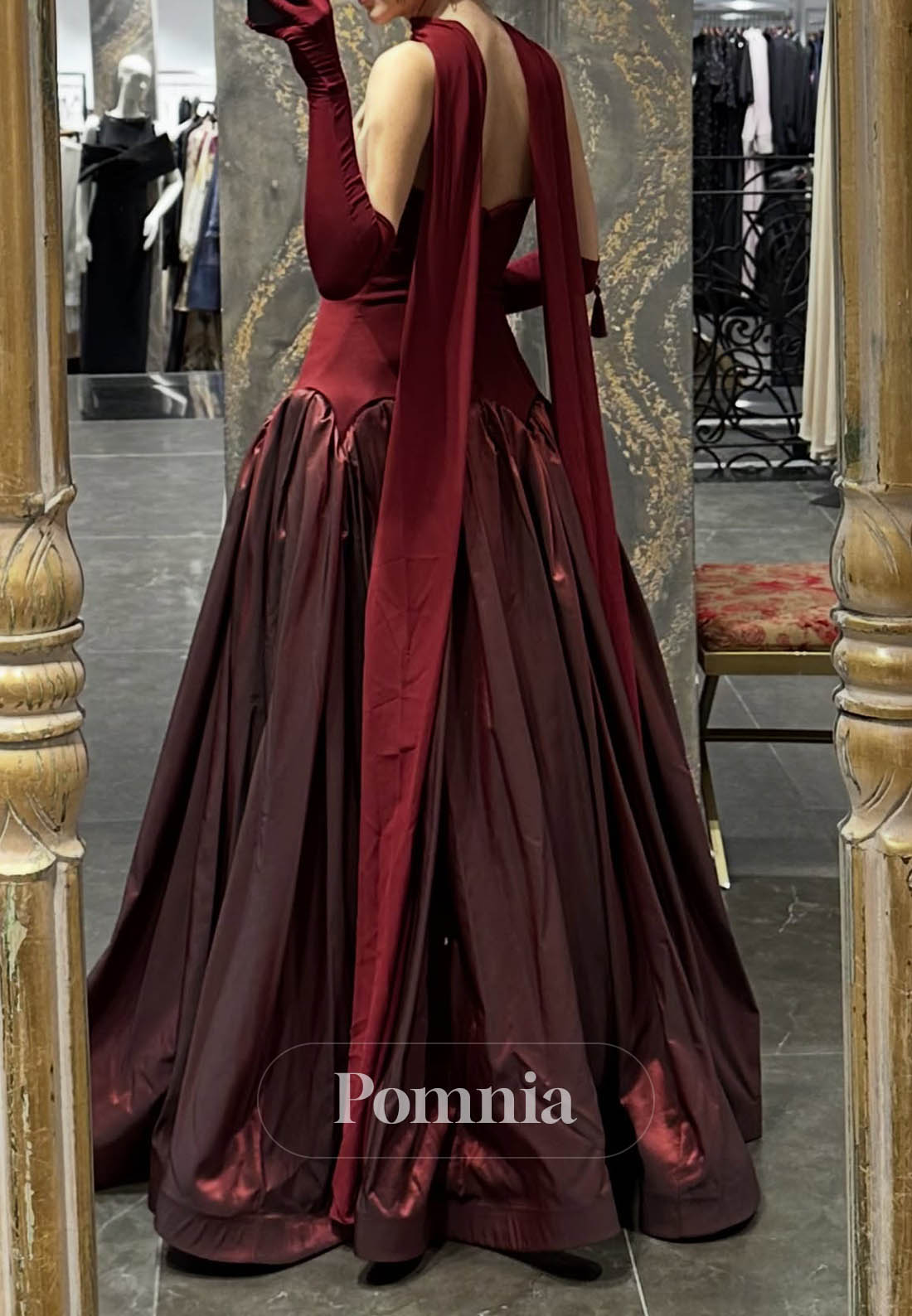 Simple A-Line Off-Shoulder Empire-Waist Prom Dress