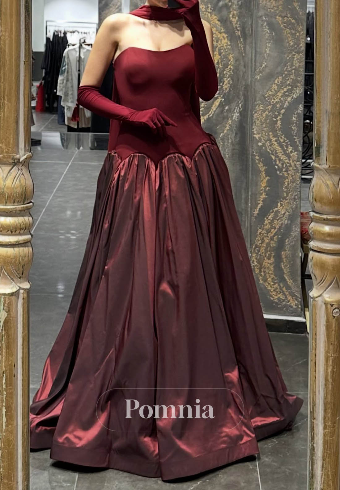 Simple A-Line Off-Shoulder Empire-Waist Prom Dress