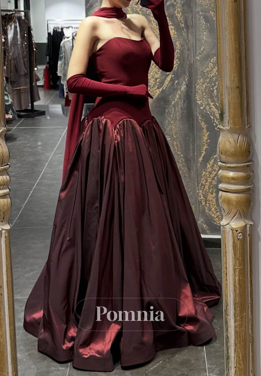 Simple A-Line Off-Shoulder Empire-Waist Prom Dress