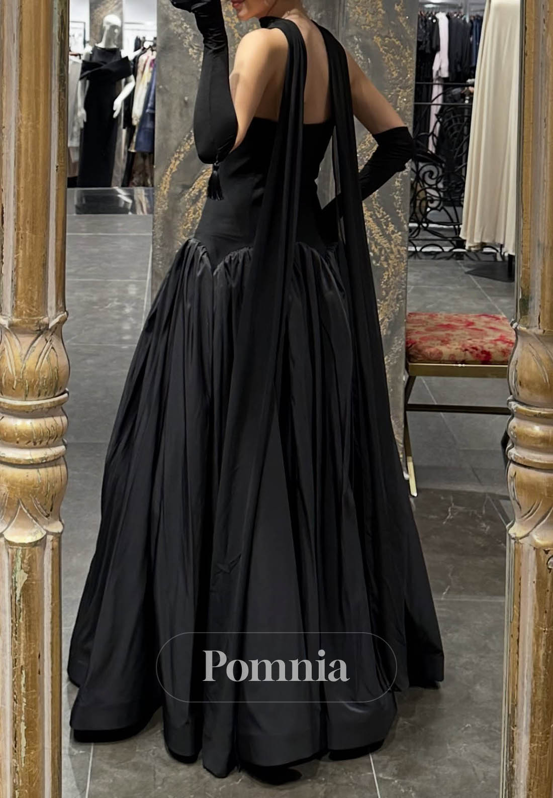 Simple A-Line Off-Shoulder Empire-Waist Prom Dress