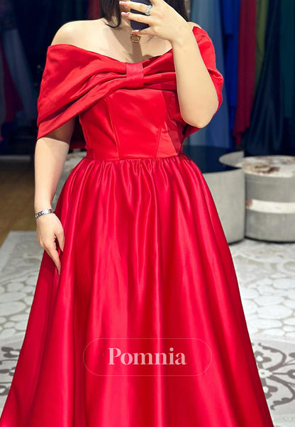 Red Off-Shoulder Sleeveless Corset Evening Dress