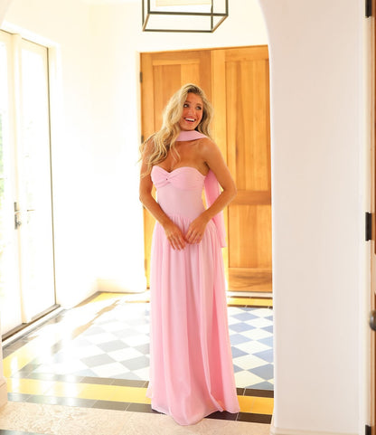 Chic Sweetheart Strapless Sleeveless Long Prom Dress With Pleated