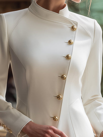 Structured Asymmetric Button Tailored Jacket