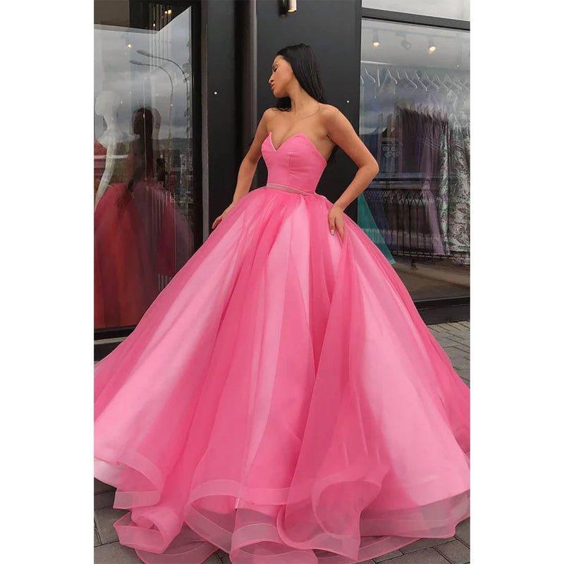 Ball Gown Strapless Long Prom Dress with Pockets