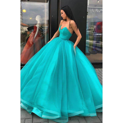 Ball Gown Strapless Long Prom Dress with Pockets