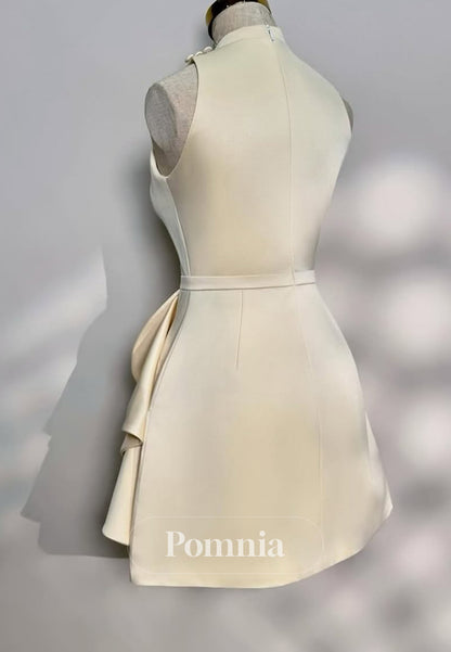 Simple Scoop Sleeveless Empire-Waist Satin Homecoming Dress