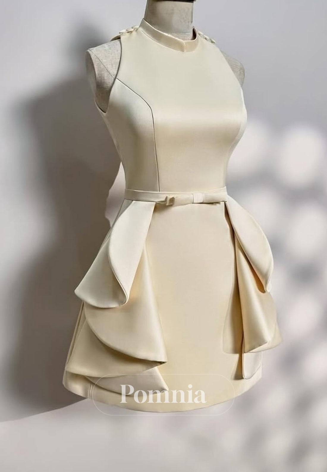 Simple Scoop Sleeveless Empire-Waist Satin Homecoming Dress