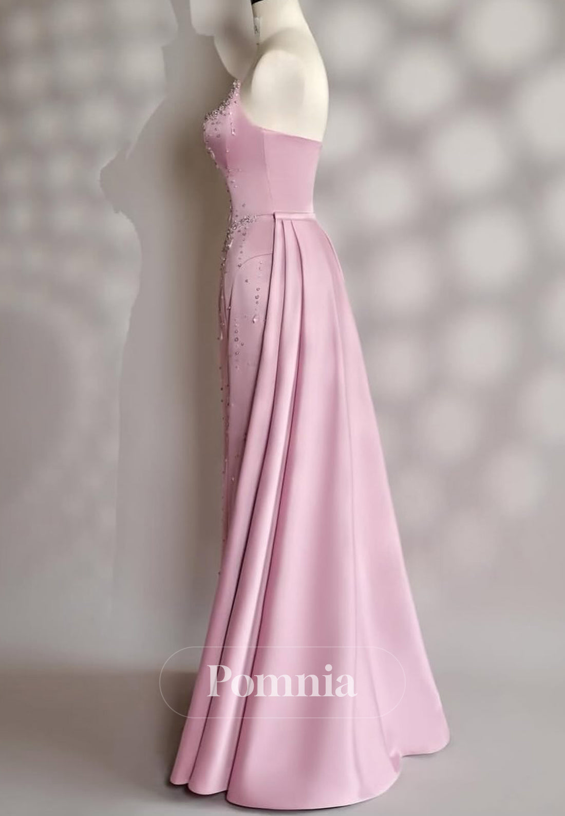 Blushing Pink Sleeveless Strapless Sequins Evening Dress