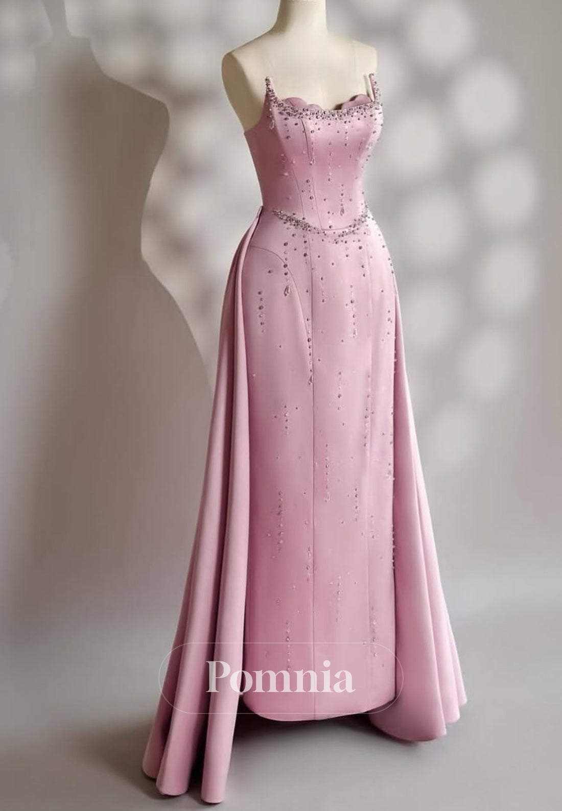 Blushing Pink Sleeveless Strapless Sequins Evening Dress