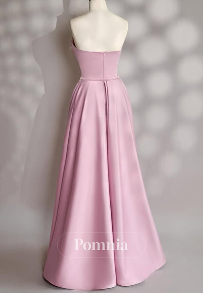 Blushing Pink Sleeveless Strapless Sequins Evening Dress