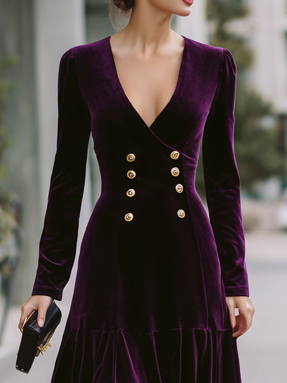 Glamorous Purple Velvet Midi Dress
