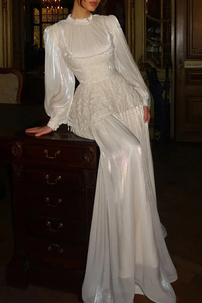 Flower Embroidery Beaded Tassel Pleated Party Maxi Dress