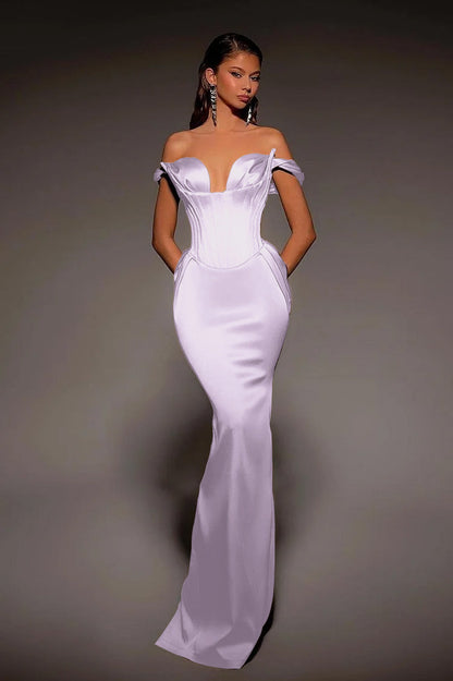 Vintage Gold Mermaid Prom Dress Off-the-Shoulder with Retro