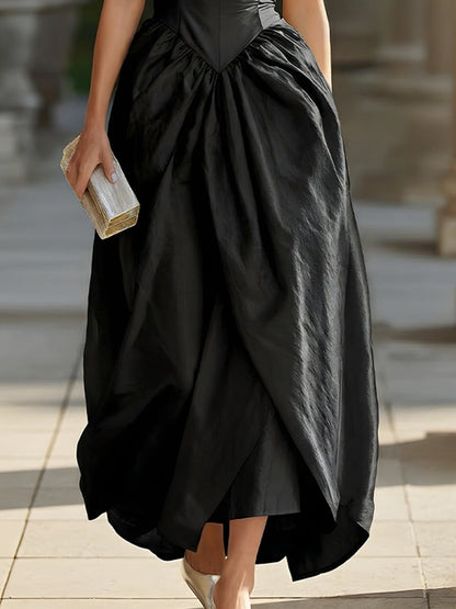 Draped Off-Shoulder Corset Midi Gown