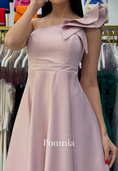 A-Line One Shoulder Sleeveless Empire-Waist Cocktail Dress