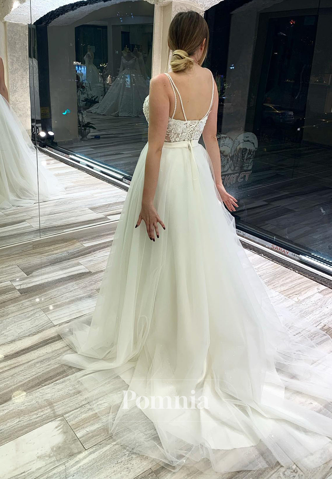 Charming A-Line Spaghetti Straps Sweetheart Corset Lace Wedding Dress