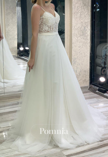 Charming A-Line Spaghetti Straps Sweetheart Corset Lace Wedding Dress