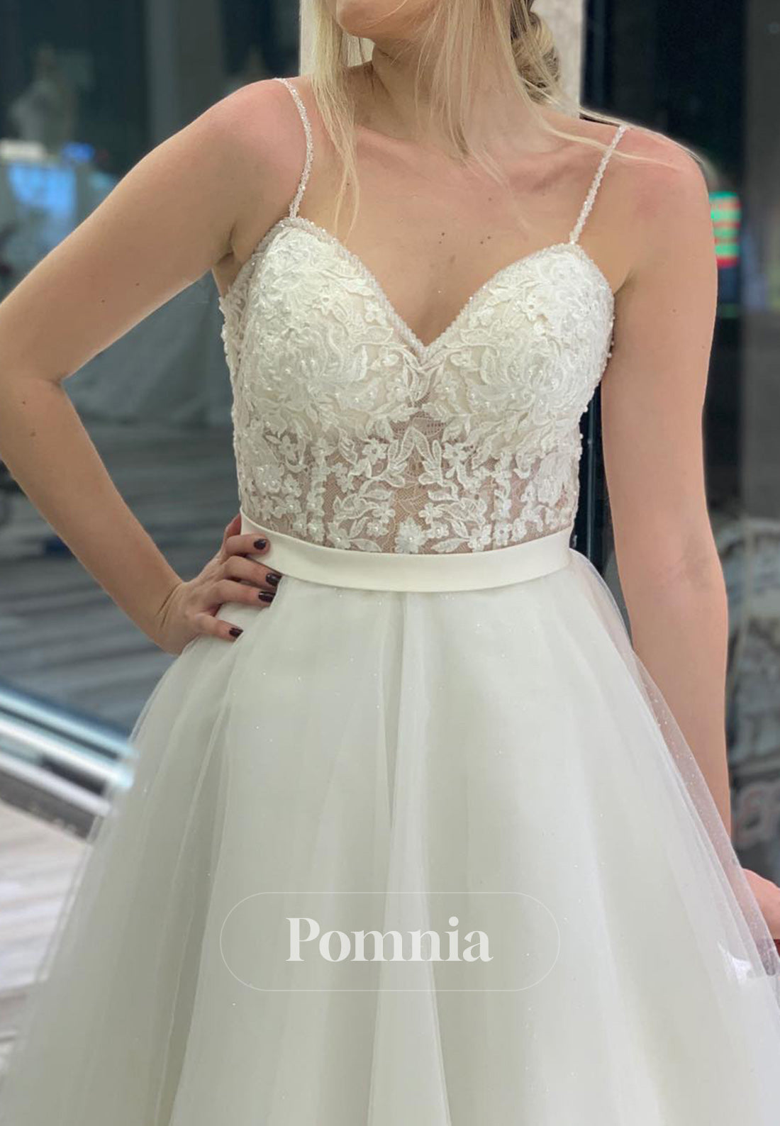 Charming A-Line Spaghetti Straps Sweetheart Corset Lace Wedding Dress