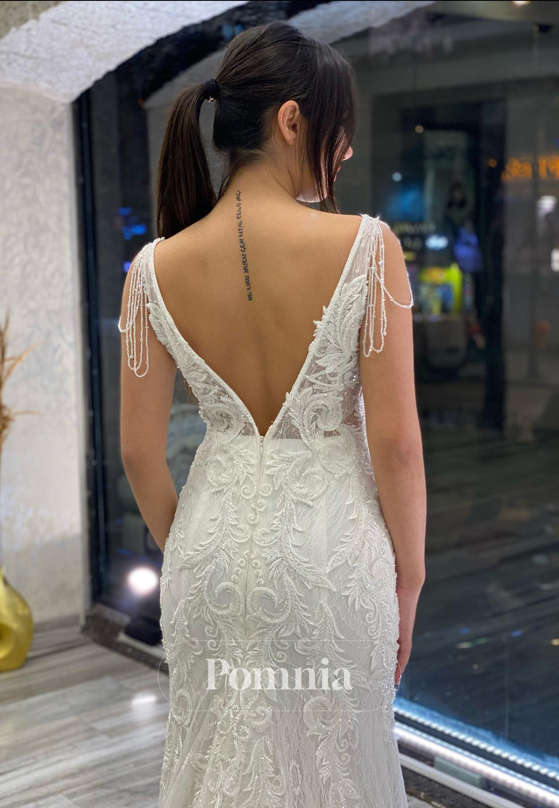 Spaghetti Straps V-Neck Backless Corset Mermaid Wedding Dress