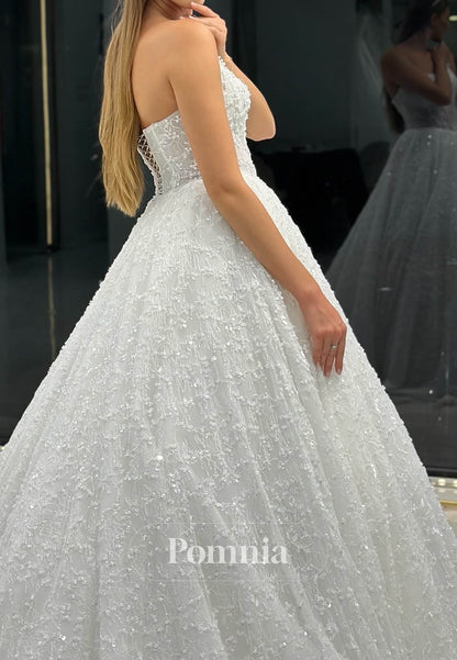 Charming Sleeveless Strapless Corset Tulle A-Line Wedding Dress