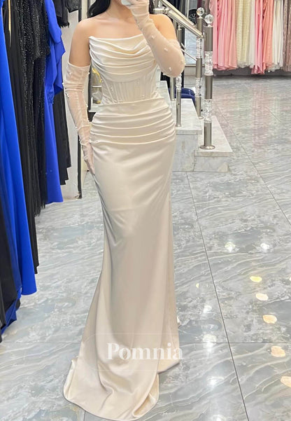 Simple Sleeveless Strapless Ruched A-Line Prom Dress