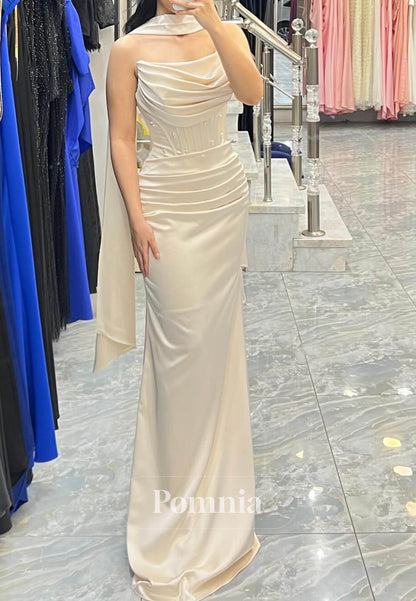 Simple Sleeveless Strapless Ruched A-Line Prom Dress