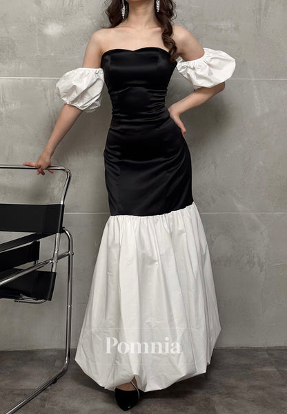 Simple A-Line Off-Shoulder Short Sleeves Prom Dress