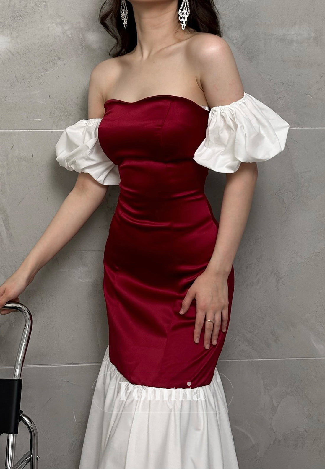 Simple A-Line Off-Shoulder Short Sleeves Prom Dress