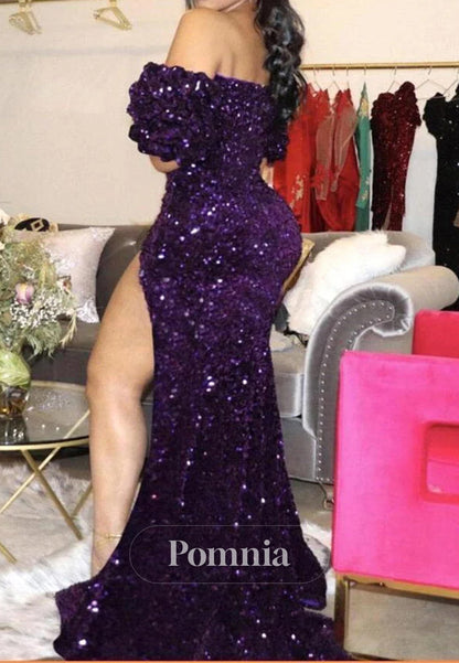 Black Plunging V-Neck Off the Shoulder Knee-Length Prom Dress