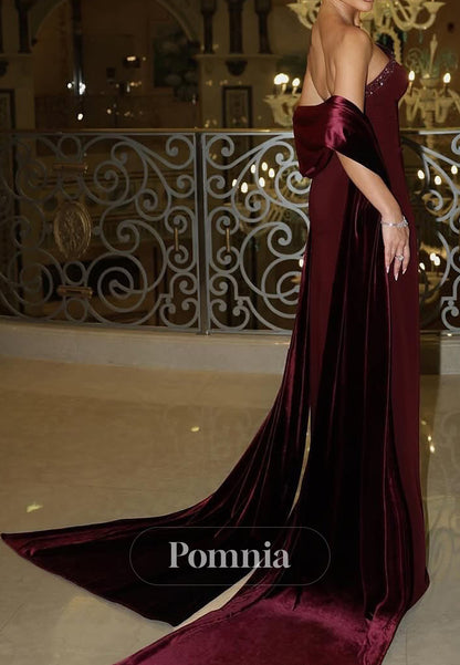 Simple A-Line Strapless Sleeveless Sequins Evening Dress