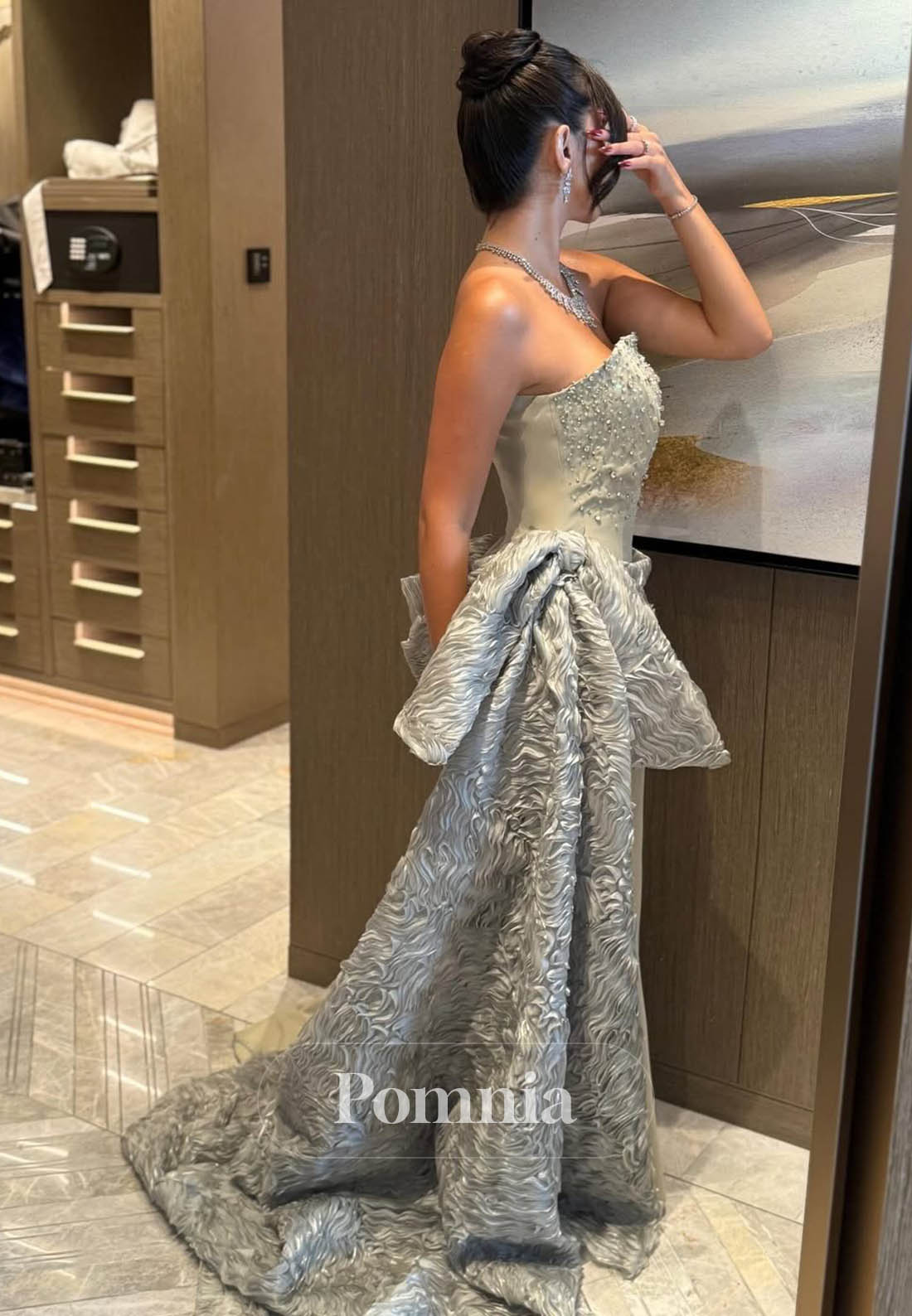 A-Line Sleeveless Strapless Sequins Evening Dress