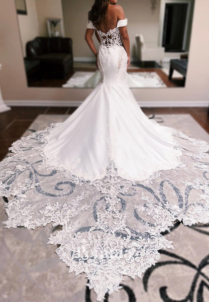 Simple Sleeveless Scoop Appliques Mermaid Wedding Dress