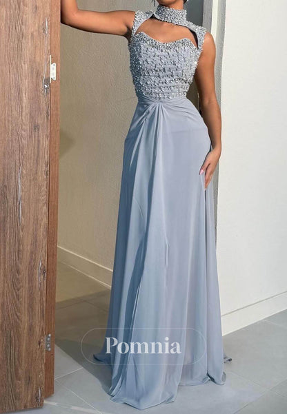 Mist Sleeveless Strapless Sequins A-Line Evening Dress