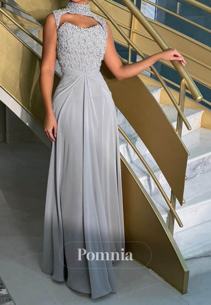 Mist Sleeveless Strapless Sequins A-Line Evening Dress