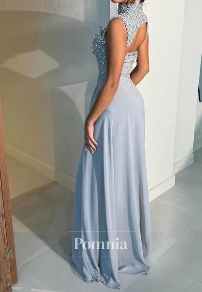 Mist Sleeveless Strapless Sequins A-Line Evening Dress
