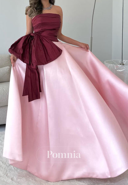 Charming A-Line Strapless Sleeveless Bowknot Evening Dress
