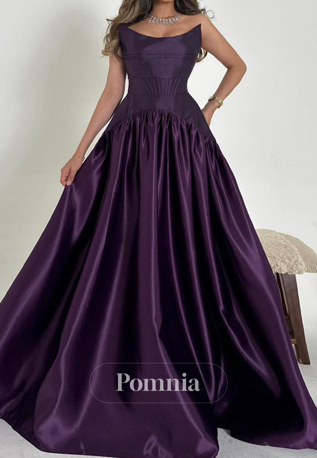 Simple Raspberry Sleeveless Scoop A-Line Evening Dress