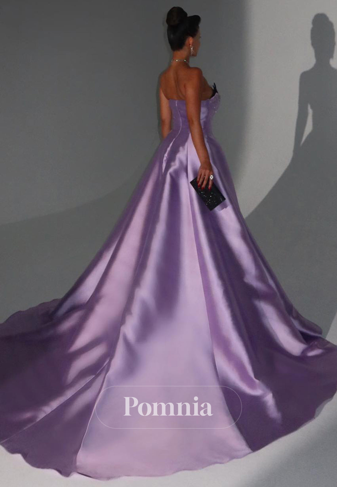 Lilac A-Line Strapless Sleeveless Sequins Evening Dress