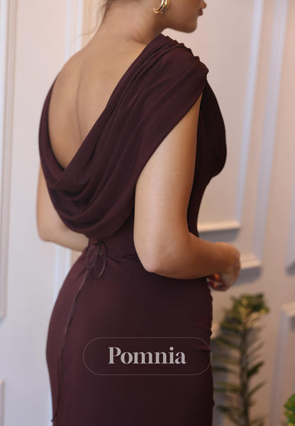 Cabernet Scoop Sleeveless Corset Evening Dress