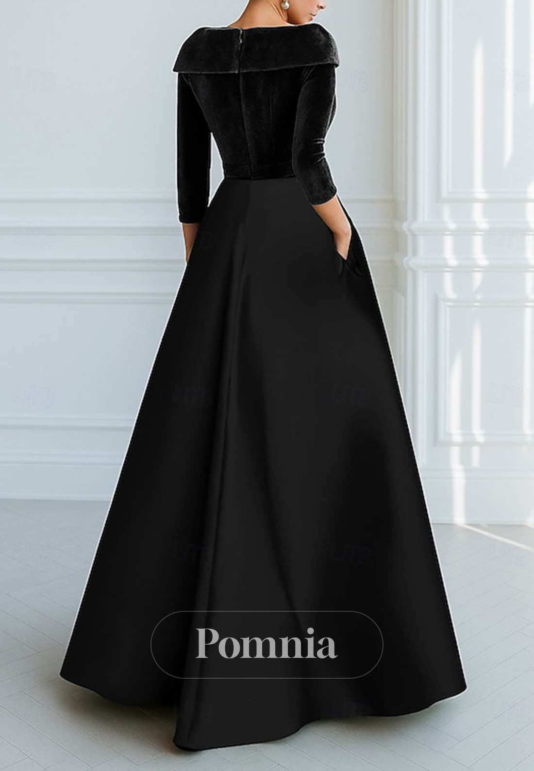 Elegant Long Sleeves V-Neck Appliques Evening Dress
