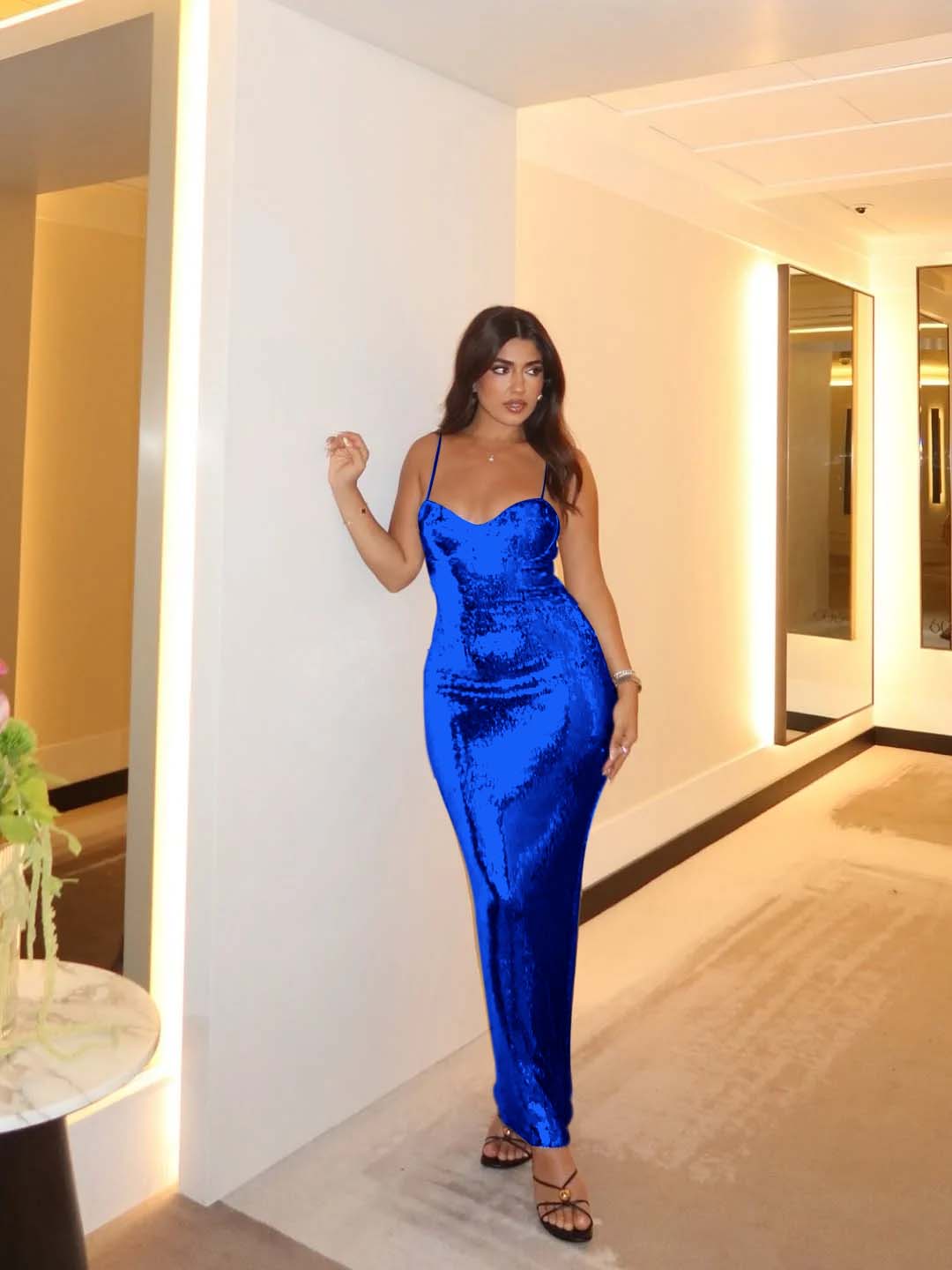 Spaghetti Strap Sleeveless Long Mermaid Prom Dress With Pleated