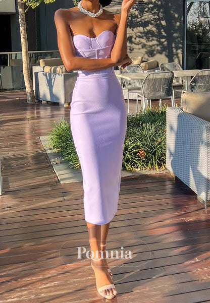 Simple Sweetheart Sleeveless Corset Sheath Prom Dress