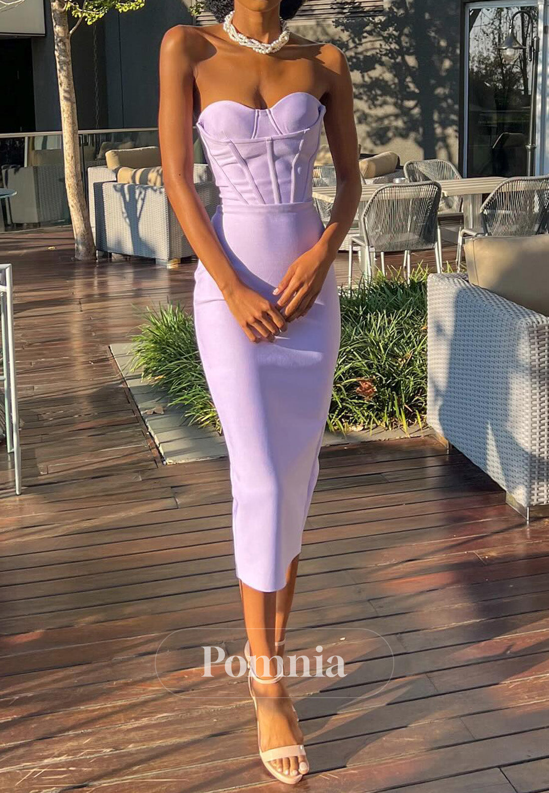 Simple Sweetheart Sleeveless Corset Sheath Prom Dress